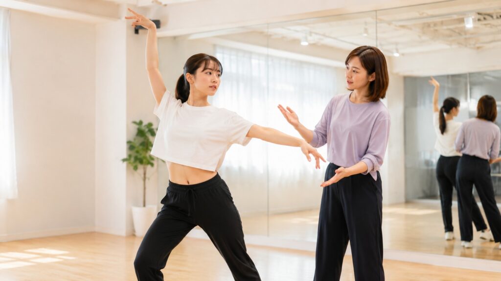 札幌のダンス個人レッスンでオーディション対策をする様子