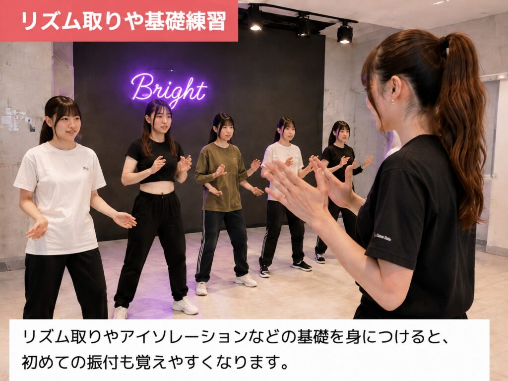 K-POPダンス初心者がリズム取りや基礎練習をする様子