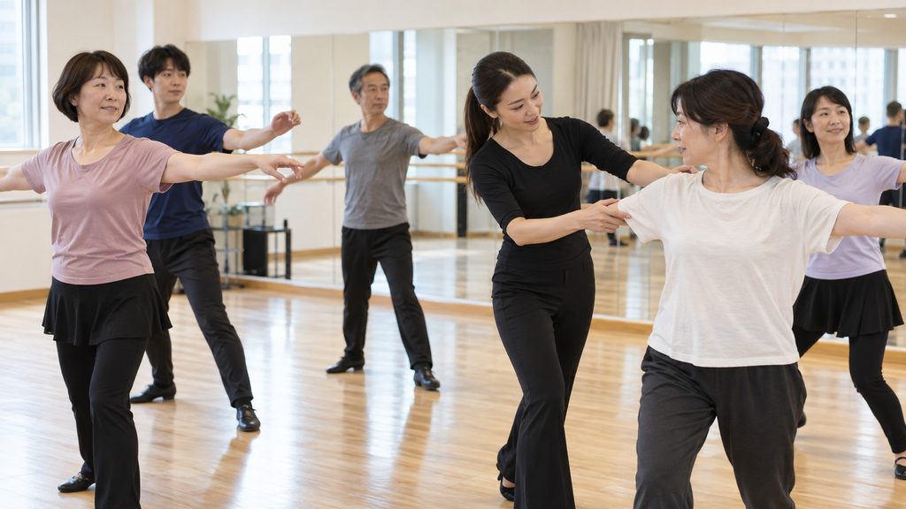 札幌の初心者向けダンススクールで楽しくレッスンを受ける生徒